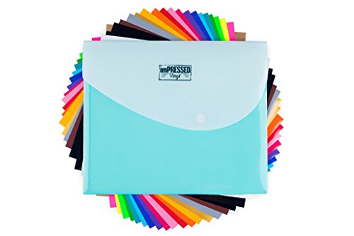 HTV Heat Transfer Vinyl: 20 Pack 12" x 10" Sheets for Iron On T-Shirts - 18 Assorted Colors- Black, Brown, White, Gold, Silver & Neon for Silhouette Cameo or Cricut- Heat Press Machine with Teflon