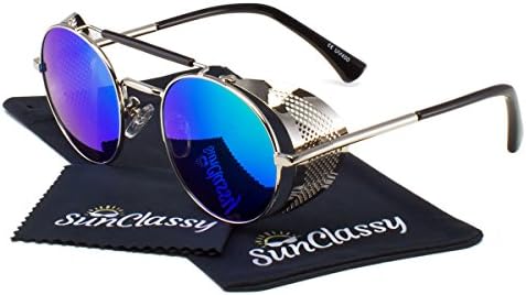 Metal Frame Side Shield Oval 52mm Hipster Round Sunglasses Vintage Retro Steampunk Gothic