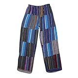 Mogul Interior Women's Striped Cotton Patchwork Yoga Lounge Pant