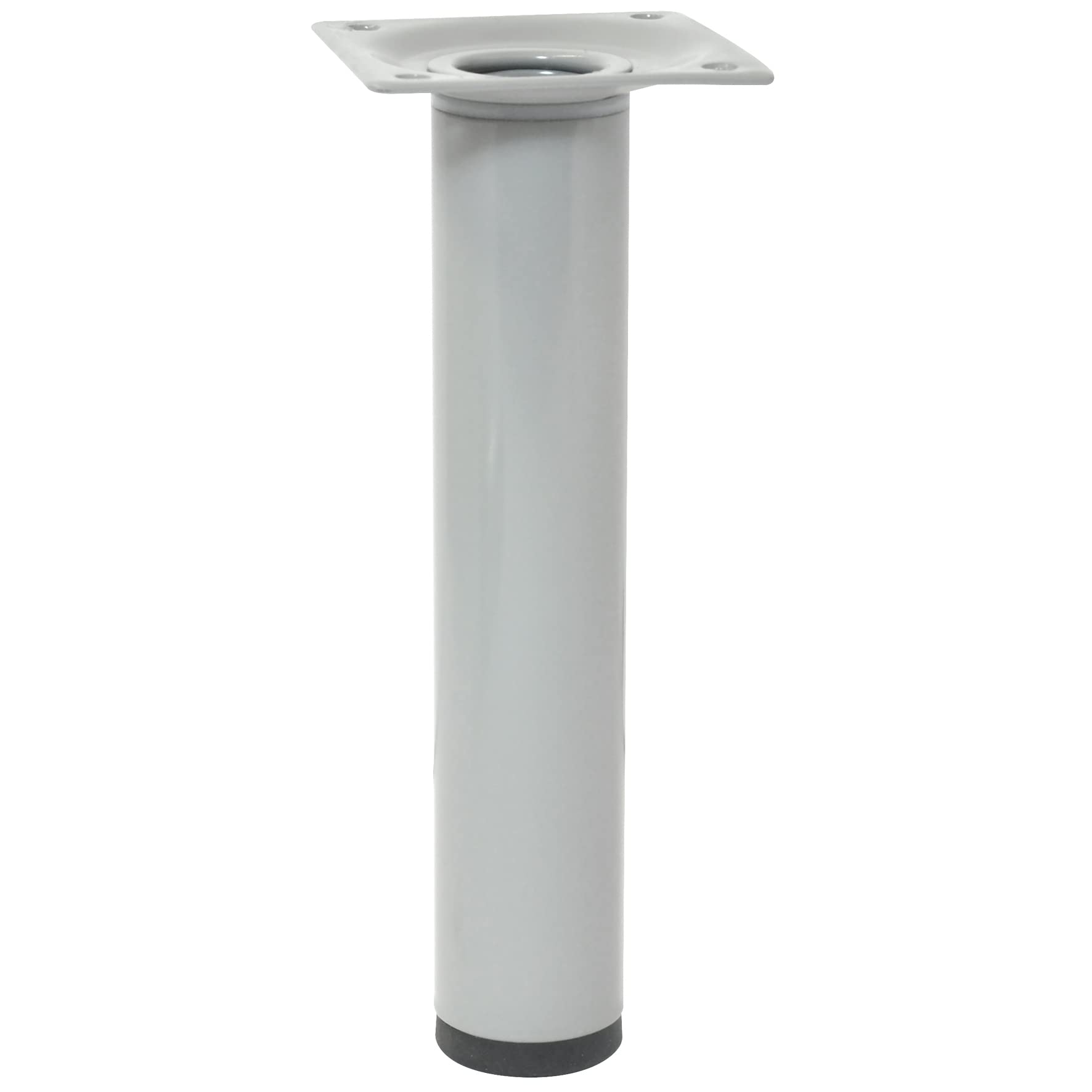 WAGNER Telescopic Furniture Leg/Table Leg/Adjustable Foot Diameter 30 x 160-250 mm, Screw-On Plate 60 x 60 mm, Extendable, Industrial Steel Powder-Coated Light Grey - 12182701