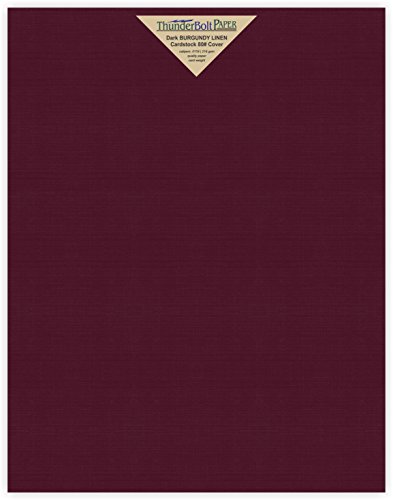 25 Dark Burgundy Linen 80# Cover Paper Sheets - 11