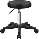 FURWOO Round Rolling Stool Height Adjustable Stool with Wheels and Big Base for Spa Salon Massage Black