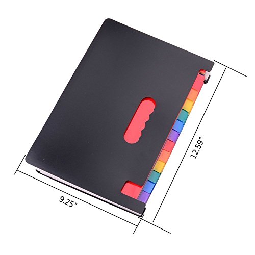 12 Pockets Expanding File Folder with Labels,A4 Size Colorful file organizer Portable Desktop Business Paper Document Holder Wallet for Home Office School Hospita (12 pocket)
