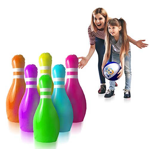 GoSlaz Giant Inflatable Bowling Pins Outdoor Lawn Bowling Play Set