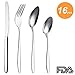 16 Pieces Flatware Set Silverware Set, Stainless Steel Silver Cutlery Set Mirror Polished Tableware Set Utensil Set Include Knives, Forks, Spoons for Kitchen,Dishwasher Safe, Service for 4