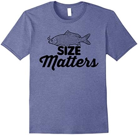 Mens Funny Fishing Size Does Matter Fish Shirt 3XL Heather Blue
