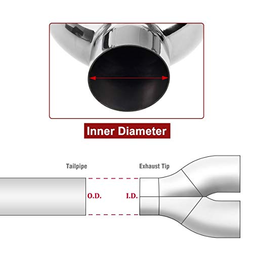 Upower Exhaust Tips Tailpipe Dual 2.5" Inch Inlet 3.5" Outlet 9.5 Length Vacuum Plating Blue Polished Stainless Steel 1.2mm Thickness (Double Wall Slant)