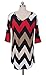 DREAGAL Woman Wavy Pattern O-Neck 3/4 Batwing Sleeve T Shirts Wine Red Large