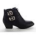 TOP Moda Women's Buckle Straps Stacked Low Heel Ankle Booties Black 8