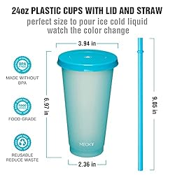 Meoky 12Pack Plastic Cups with Lids and Straws 24oz