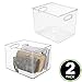 mDesign Plastic Storage Closet Organizer Bin, Container Bin for Entryway, Hallway, Linen, and Coat Closet - Organization for Clothing, Blankets, Toys, and Accessories, Ligne Collection, 2 Pack, Clear
