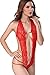 SEXYHUT Women Sexy Halter Lingerie One Piece Deep V Jumpsuit Mini Teddy Bodysuit,One Size (Red)