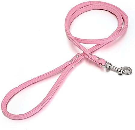 Rachel Pet Products Round Colorful PU Rolled Dog Walking Leashes for Small Medium Breeds, Pink, 120 x 1.3 cm