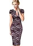 VfEmage Womens Sexy Elegant Floral Flower Lace Party Cocktail Bodycon Dress