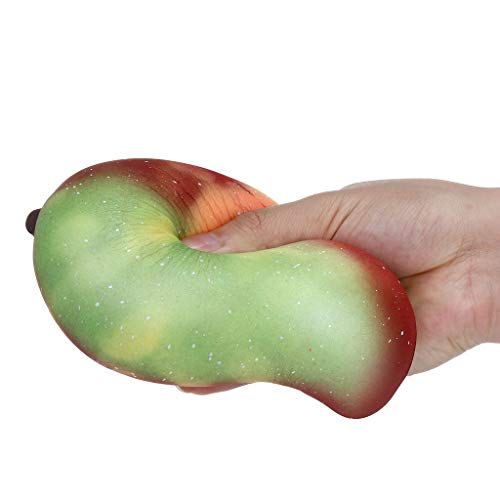 Mikilon Jumbo Squishy Slow Rising Toy Stress Reliever Mango Hand Wrist Toy - Color Change by Temperature - Fruit Party Favor (Green) - Thumbnail 4