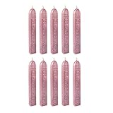 UNIQOOO Arts & Crafts Pack of 10 Glossy Rose Pink Sealing Wax Sticks with Wick for Wax Seal Stamp, Great for Embellishment of Cards Envelopes, Wedding Invitations, Wine Packages