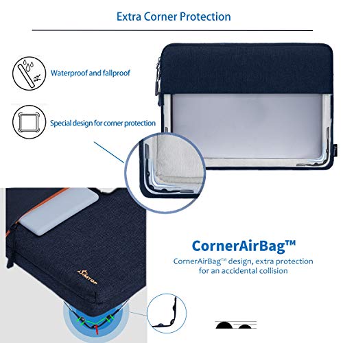 SIMTOP 360° Protection Laptop Sleeve 14 inch Case Bag compatible with 14" Lenovo ThinkPad Dell HP ChromeBook, 15" New MacBook Pro USB-C Touch Bar A1990 A1707 (Black) - Image 3