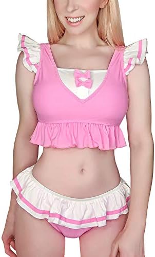 pink two piece bathing suit