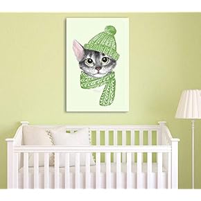Watercolor Style Cat with a Hat and a Scarf