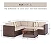 SOLAURA Outdoor 4-Piece (5 Seats) Sofa Sectional Set All Weather Brown Wicker with Brown Waterproof Cushions & Sophisticated Glass Coffee Table for Patio, Backyard, Pool