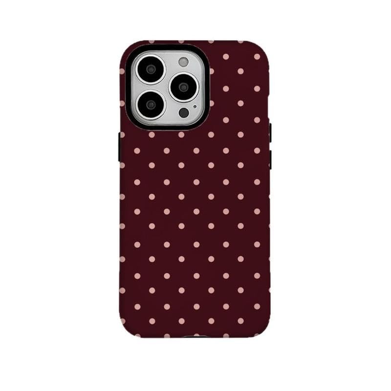 Elegant Burgundy Polka Dot Phone Case for Samsung S26 Ultra, Shockproof Protective Cover with Stylish Design, Gift Choice, Pink Polka dots