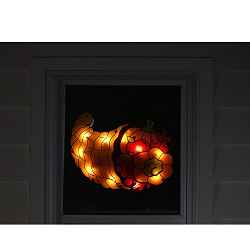 Northlight 20" Lighted Cornucopia Thanksgiving Window Silhouette Decoration - Thumbnail 3