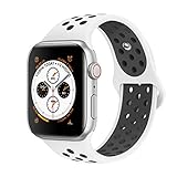 AdMaster for Apple Watch Bands 42mm,Soft Silicone Replacement Wristband for iWatch Apple Watch Series 1/2/3 - M/L White/Black