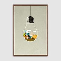 Framed Canvas Wall Art Bottle and Bulb Canvas Prints Home Artwork Decoration for Living Room,Bedroom - 16x24 inches