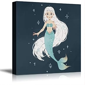 NWT Canvas Wall Art Cartoon Beautiful Mermaid Painting...