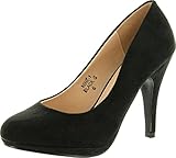 Bella Marie Womens Nine-1 Suede Almond Toe Classic Pumps Stiletto Party Dress Heel