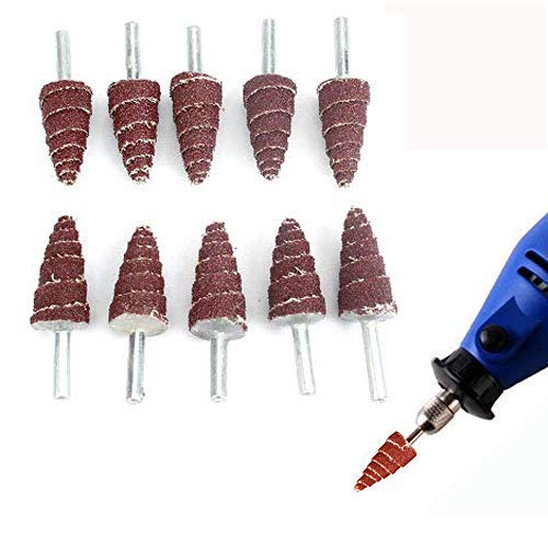 20Pcs 6x16mm Mounted Point Cone Shape Sandpaper Deburring Sanding Polishing Flap Wheel Grinding Head Rotary Tool with 1/4" Shank for Grinding and Polishing 80 Grit