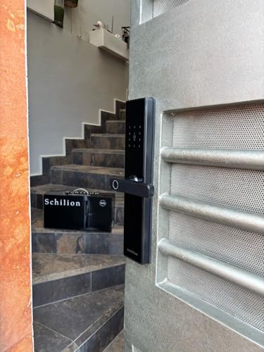 Schilion Cerradura Inteligente para Puerta Exterior e Interior | Códigos Huella Tarjeta física control App Schilion, compatible con ttlock, Resistencia al Exterior Negro