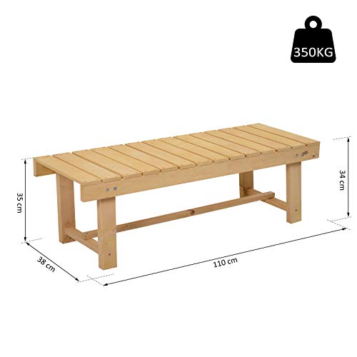 Outsunny Gartenbank, 2-Sitzer Sitzbank, Gartenmöbel, Rustikale Bank, Massivholz, Natur, 110 x 38 x 35 cm – Bild 8