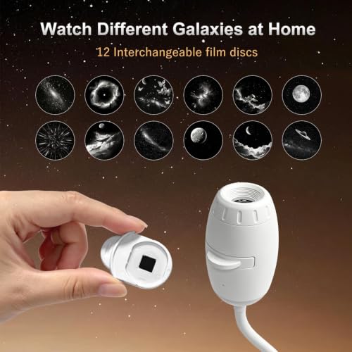 2 in 1 USB Star Galaxy Projector Night Light with 12 Films,Adjustable Focus | Replaceable Projection Slides,Room Star Ambient Lights,Kids Projector,360° Car Interior Roof Atmosphere Space Projector Lamp