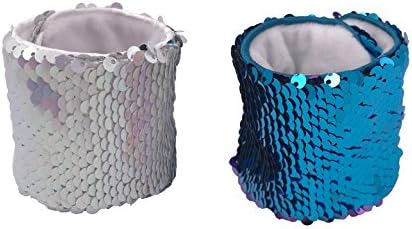 ROOSSI Personalized Reversible Sequins Velvet Lining Mermaid Bracelet Set of 2 PCS A
