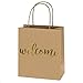 Ling's moment Set of 25 Kraft Paper Gold Welcome Gift Bags for Wedding Hotel Guests, Weekend Destination Wedding Favors