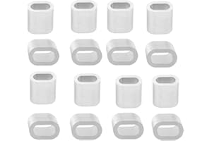 JILUKIBO 1/16" Aluminum Oval Crimping Loop Sleeve for 1/16 Inch Diameter Securing Wire Rope Clamp, Oval Compression Ferrules Cable Line End (150 Pack)