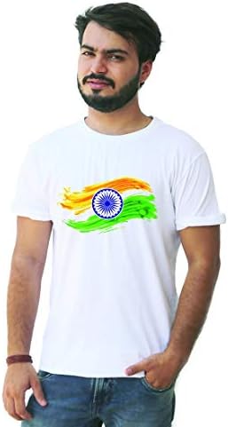 Anaayu Indian Flag Graphic Printed White Tshirt