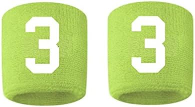 #3 Embroidered/Stitched Sweatband Wristband VOLT Sweat Band w/ WHITE Number (2 Pack)