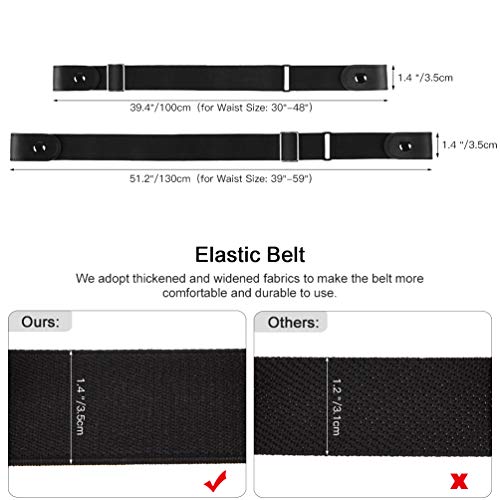 Upgraded Mens Buckle Free Adjustable Belt, 59"x1.38" Wide Stretch No Buckle Elastic Belt for Pregnant