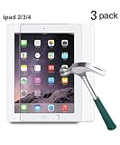 TANTEK l230 Hd Clear, Anti Scratch, Glare, Fingerprint, Tempered Glass Screen Protector for Apple iPad 2/3/4, 3 Piece