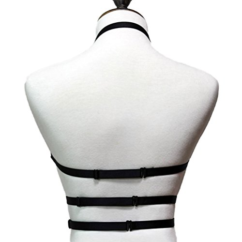 Jelinda Womens Sexy Goth Pentagram Harness Strappy Body Caged Bra (Y003) (black), One Size - Thumbnail 2