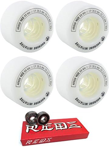 69mm Arbor Skateboards Vice Skateboard Wheels with Bones Bearings - 8mm Bones Super REDS Skate Rated Skateboard Bearings - Bundle of 2 items