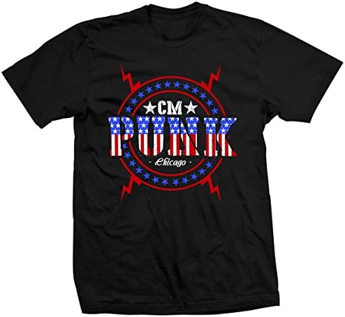 Pro Wrestling Tees Adult Mens/Unisex CM Punk Made in Chicago America HQ Basic Tee - Black