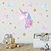 Amaonm Creative Cartoon Rainbow Unicorn with Colorful Stars Wall Decals Removable PVC Wall Art Decor Home Wall Decoration 3D DIY Stickers Murals for Girls Rooms Kids Bedroom Living Room Doors (Star)