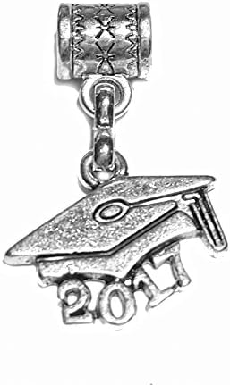 Mossy Cabin "Graduate 2017" Tibetan Silver Hanging charm for large hole style snake chain charm bracelets, neck chains or key chains. ON SALE NOW!