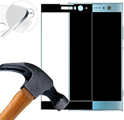 Lusee 2 X Pack (Full coverage) Tempered Glass Screen Protector for Sony Xperia XA2 5.2 inch Hardglass Display Screenprotector Protective Displayprotector Film 9H 0,3mm clear 2.5D (Black)