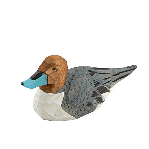 Small Grey Painted Carved Wood Duck | for Indoor Decor