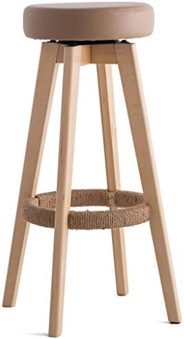 Bar chair High stool Household solid wood bar stool Rotating creative European chair Rotatable cushion lounge chair Change shoe bench Living room stool Bath & Shower Aids