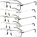 Eyekepper 5-Pack Straight Thin Stamped Metal Frame Half-Eye Style Reading Glasses Readers +2.5